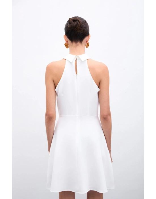 ÇıtÇıtlı Kısa Elbise - Ekru