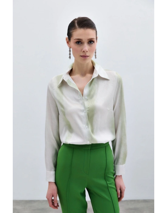 Desenli Klasik Gömlek - Çağla Yeşili