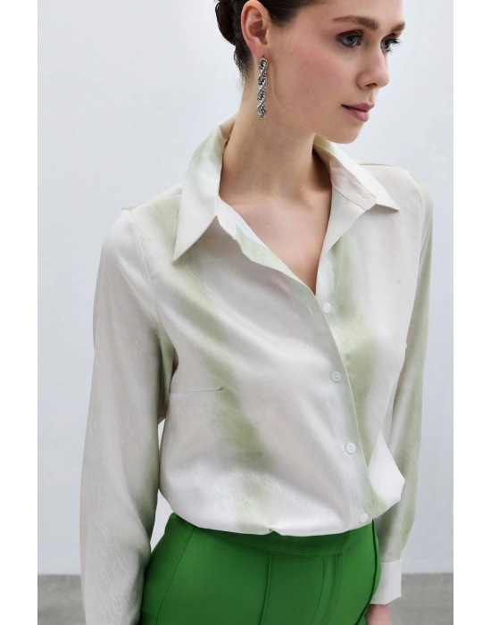 Desenli Klasik Gömlek - Çağla Yeşili
