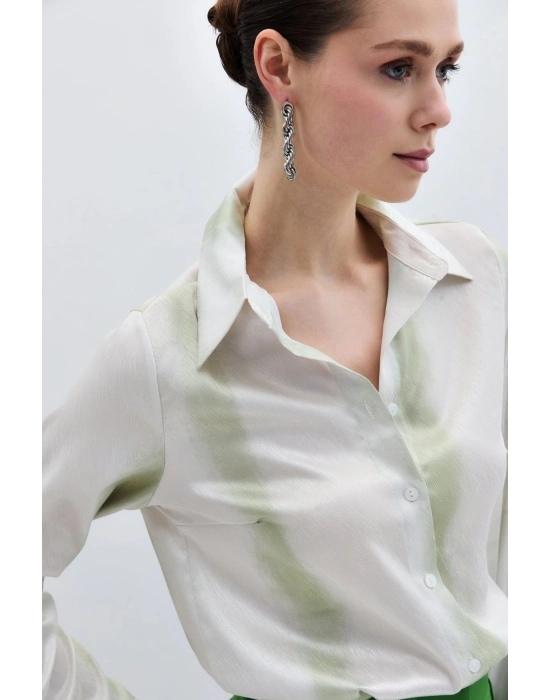 Desenli Klasik Gömlek - Çağla Yeşili