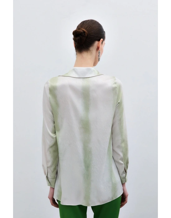 Desenli Klasik Gömlek - Çağla Yeşili