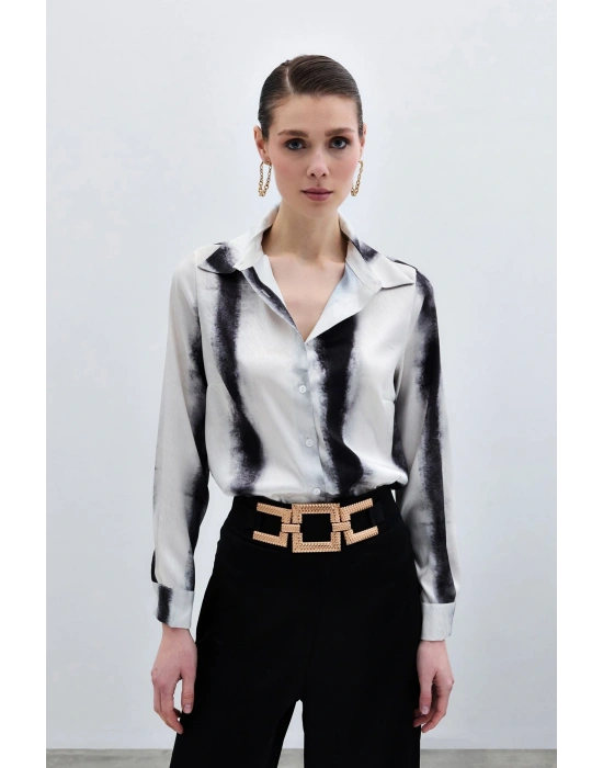 Desenli Klasik Gömlek - Siyah