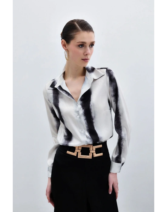 Desenli Klasik Gömlek - Siyah