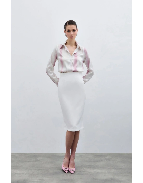 Desenli Klasik Gömlek - Pembe