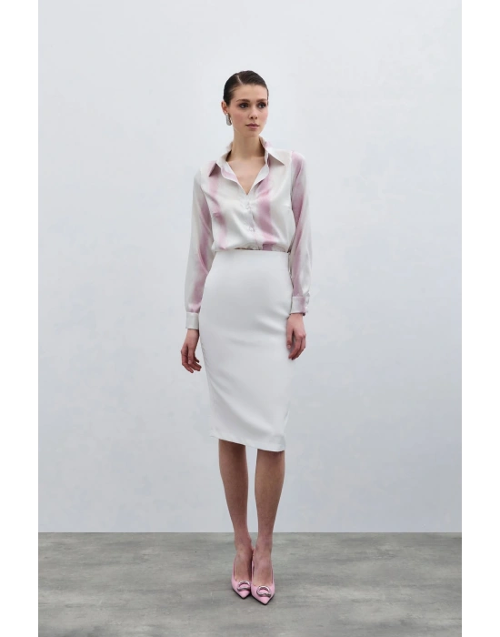 Desenli Klasik Gömlek - Pembe