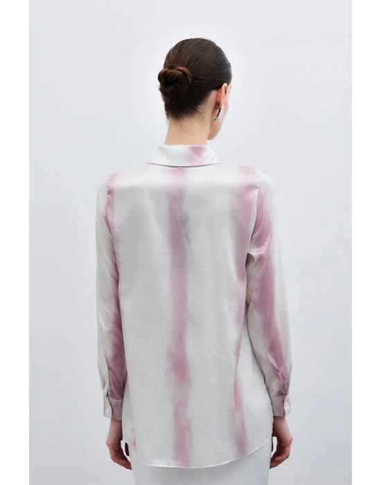 Desenli Klasik Gömlek - Pembe