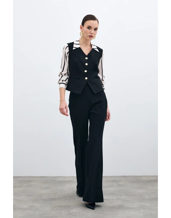 İspanyol Paça Pantolon - Siyah