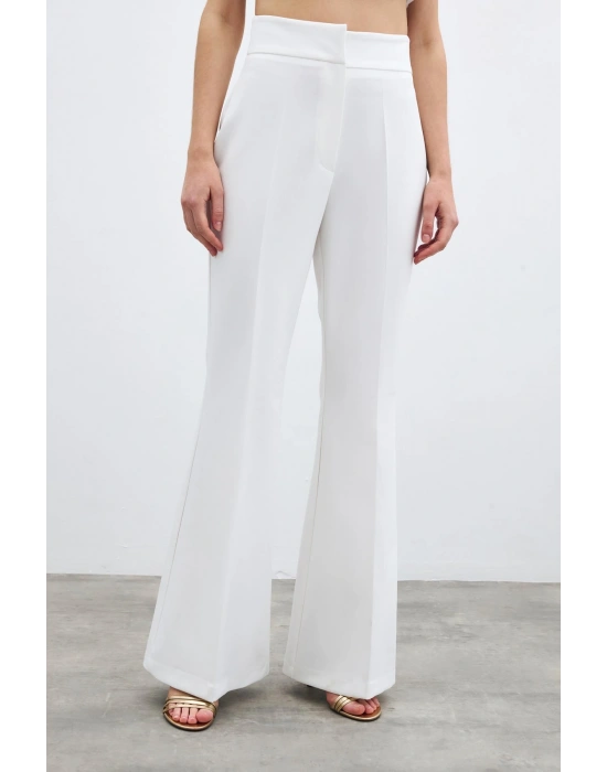 İspanyol Paça Pantolon - Ekru
