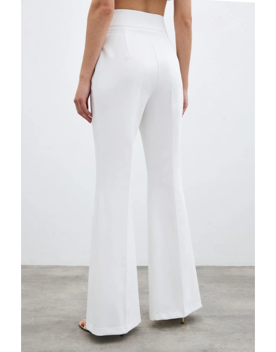 İspanyol Paça Pantolon - Ekru
