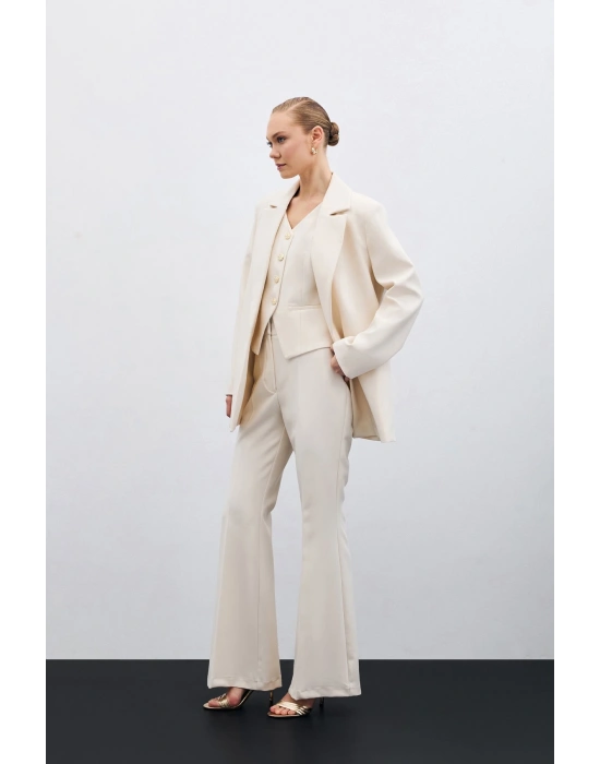 İspanyol Paça Pantolon - Bej