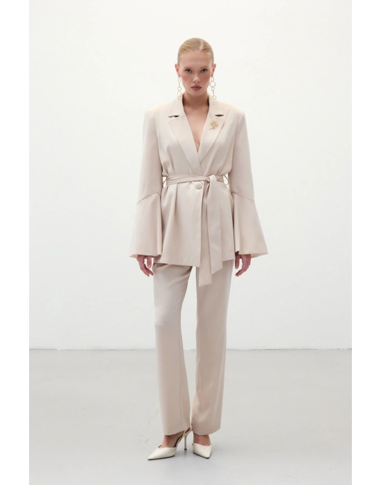 Klasik Düz Pantolon - Bej