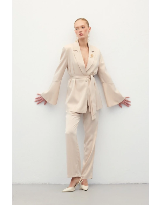 Klasik Düz Pantolon - Bej