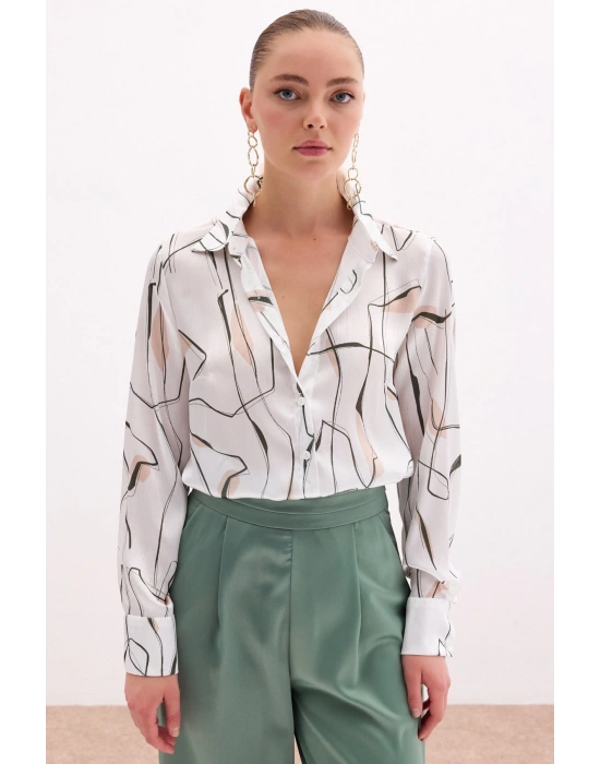 Yırtmaç Detaylı Gömlek - Haki