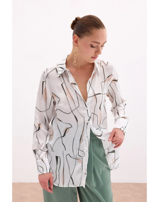 Yırtmaç Detaylı Gömlek - Haki