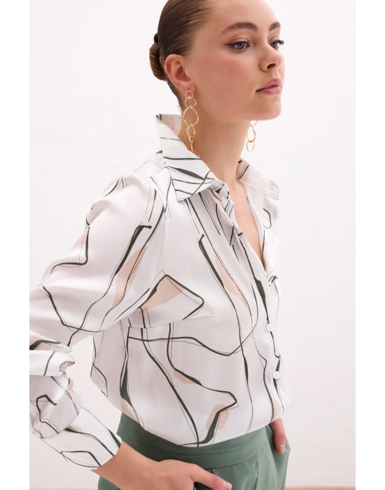 Yırtmaç Detaylı Gömlek - Haki