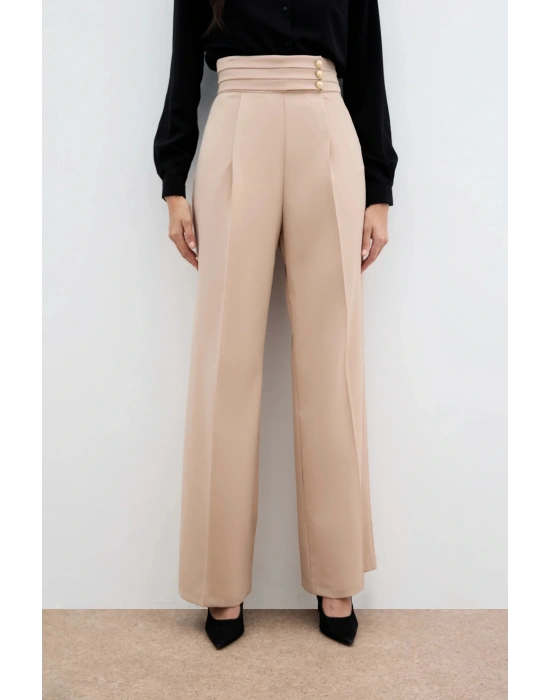 Bel Detaylı Pantolon - Bej