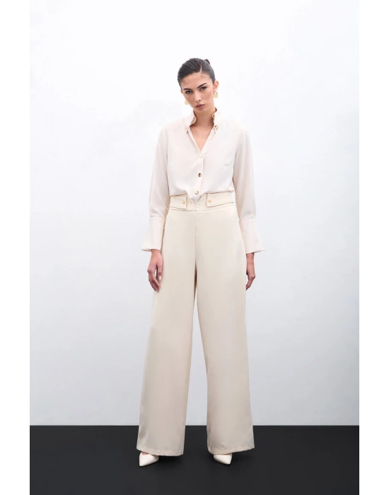 Bel Detaylı Pantolon - Bej