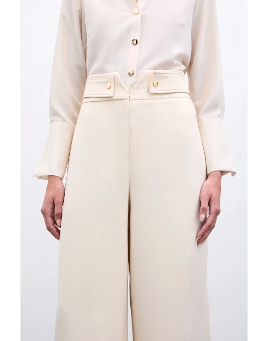 Bel Detaylı Pantolon - Bej