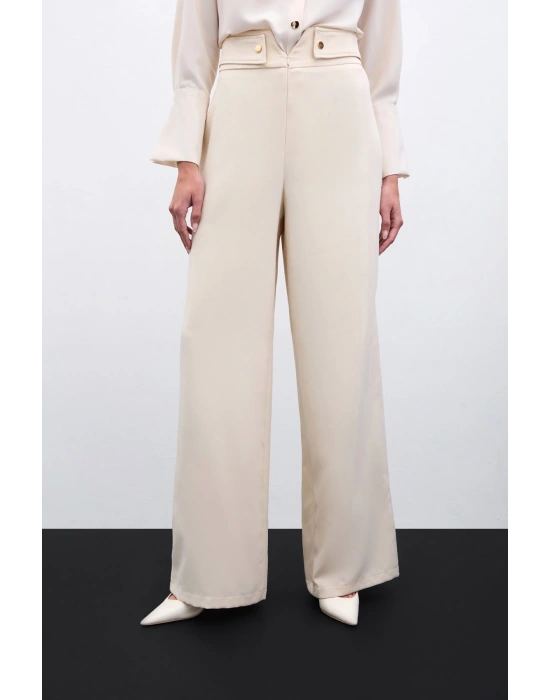 Bel Detaylı Pantolon - Bej
