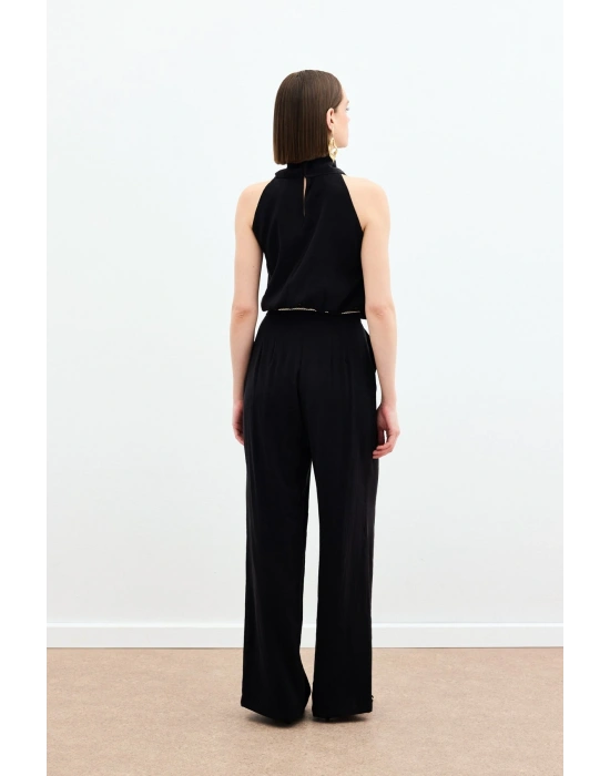 Degaje Yaka Bluz - Siyah