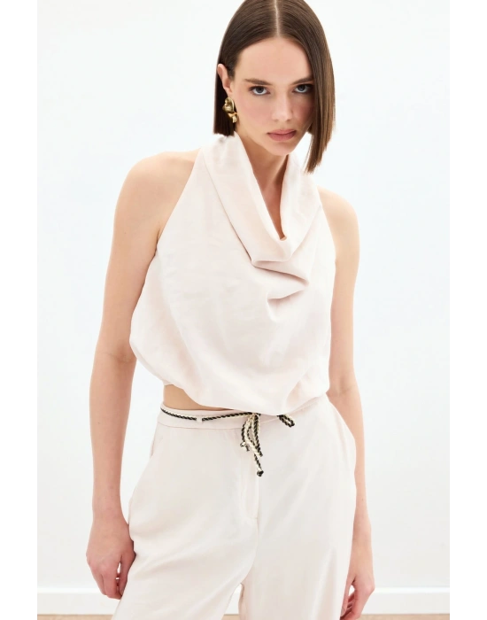 Degaje Yaka Bluz - Bej