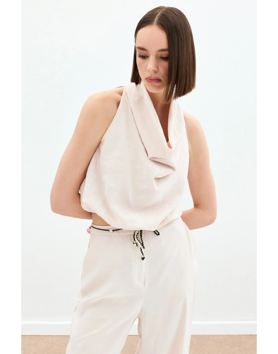 Degaje Yaka Bluz - Bej