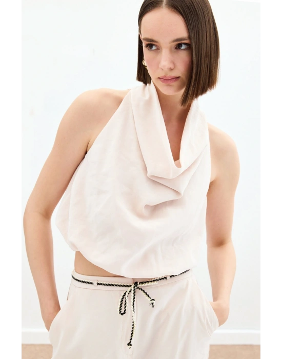 Degaje Yaka Bluz - Bej