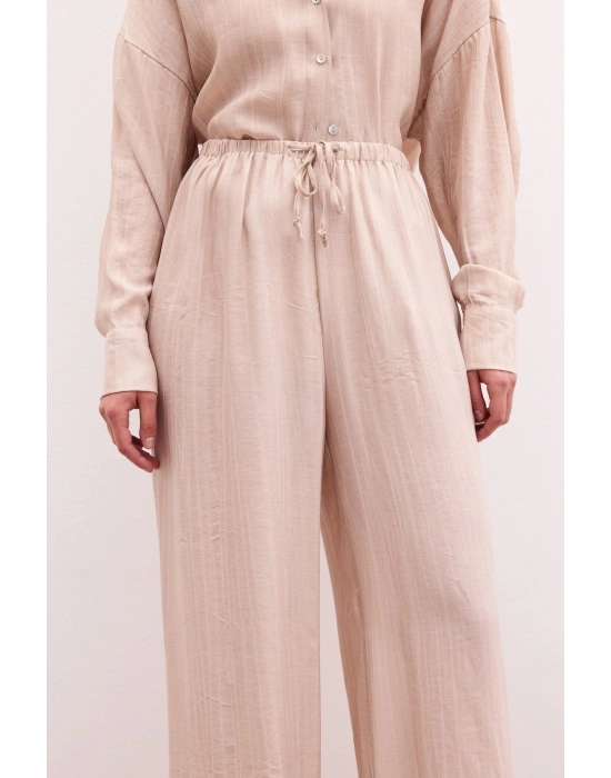 Bel Lastikli Pantolon - Bej