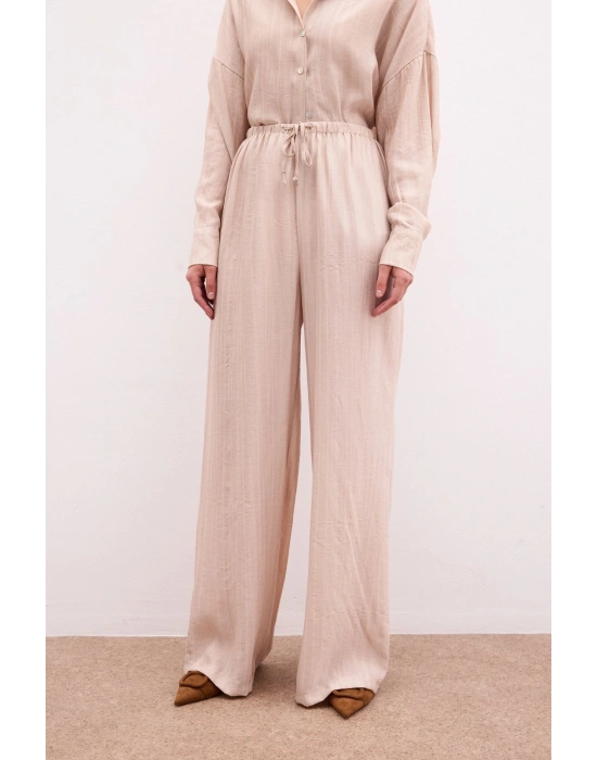 Bel Lastikli Pantolon - Bej