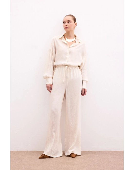 Bel Lastikli Pantolon - Taş