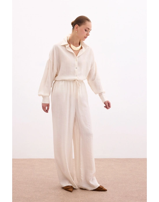 Bel Lastikli Pantolon - Taş