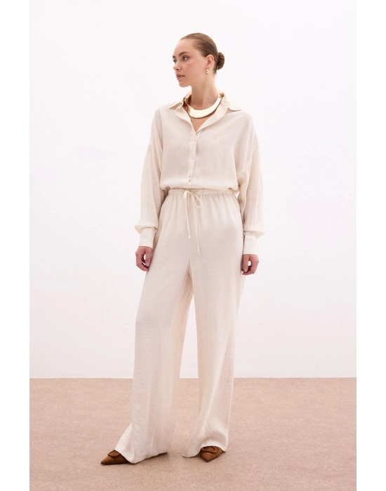 Bel Lastikli Pantolon - Taş