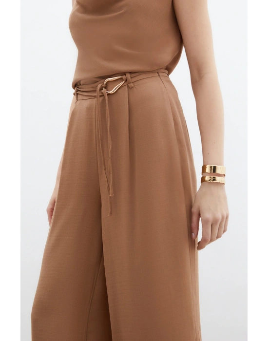 Kemerli Salaş Pantolon - Vizon