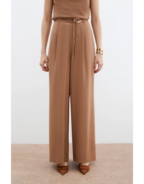 Kemerli Salaş Pantolon - Vizon