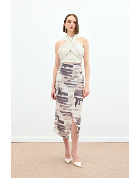 Desenli Keten Kalem Etek - Taş