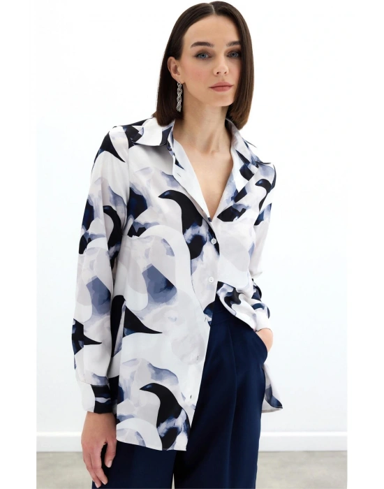 Desenli Gömlek - Lacivert