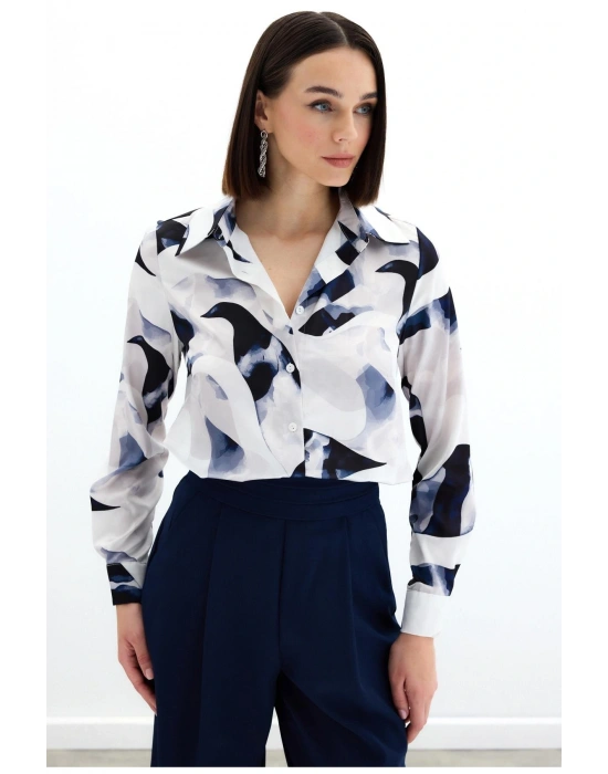 Desenli Gömlek - Lacivert