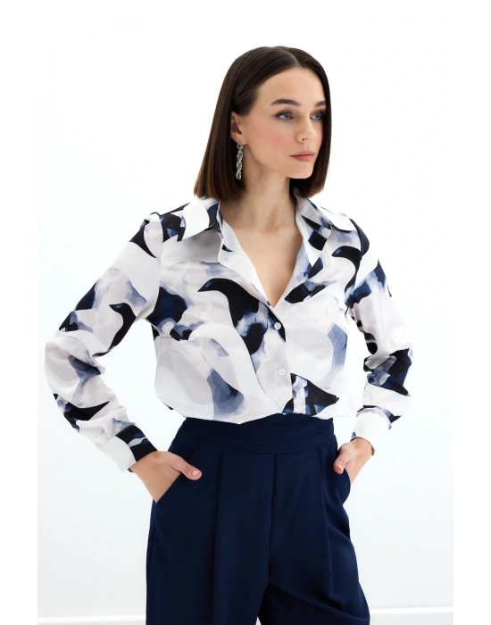 Desenli Gömlek - Lacivert