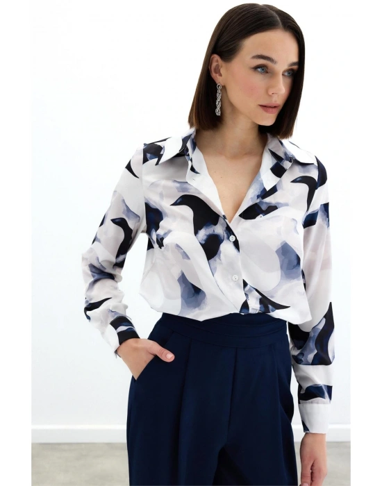 Desenli Gömlek - Lacivert