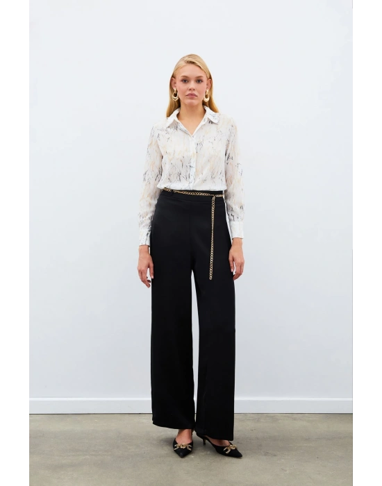 Parlak Desenli Gömlek - Ekru-Gold