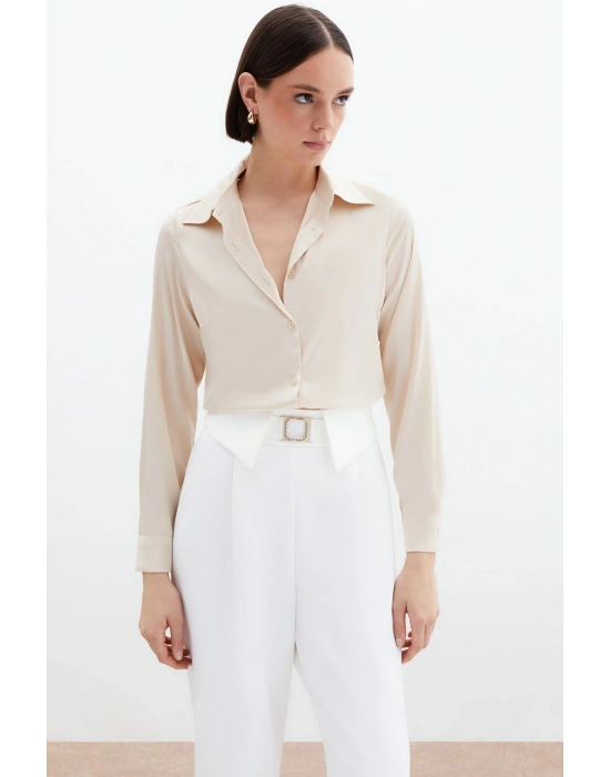 Saten Gömlek - Bej