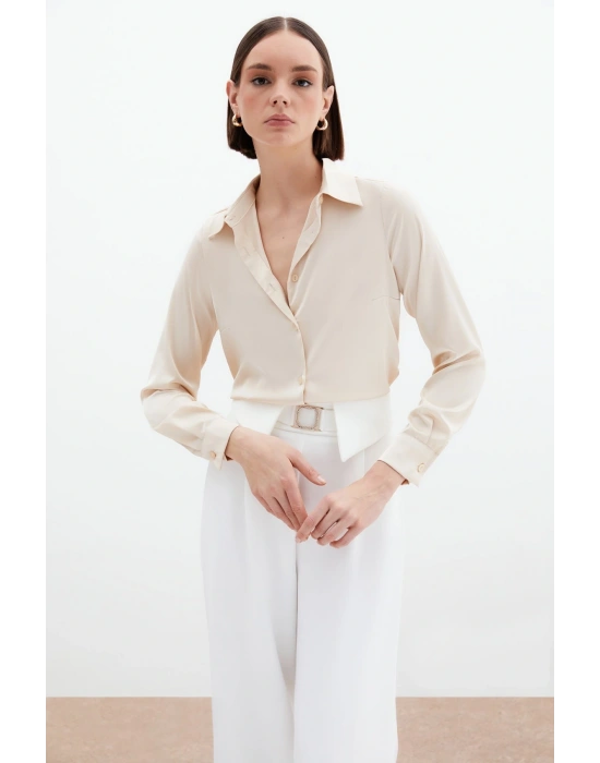 Saten Gömlek - Bej