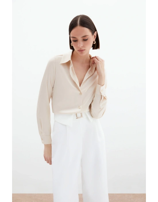 Saten Gömlek - Bej