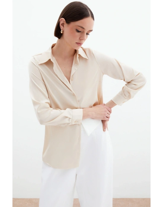 Saten Gömlek - Bej