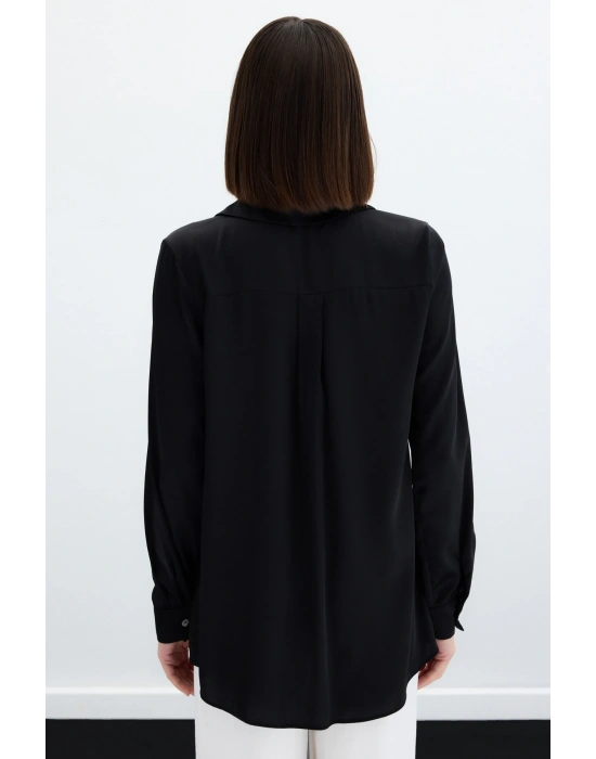 Saten Gömlek - Siyah