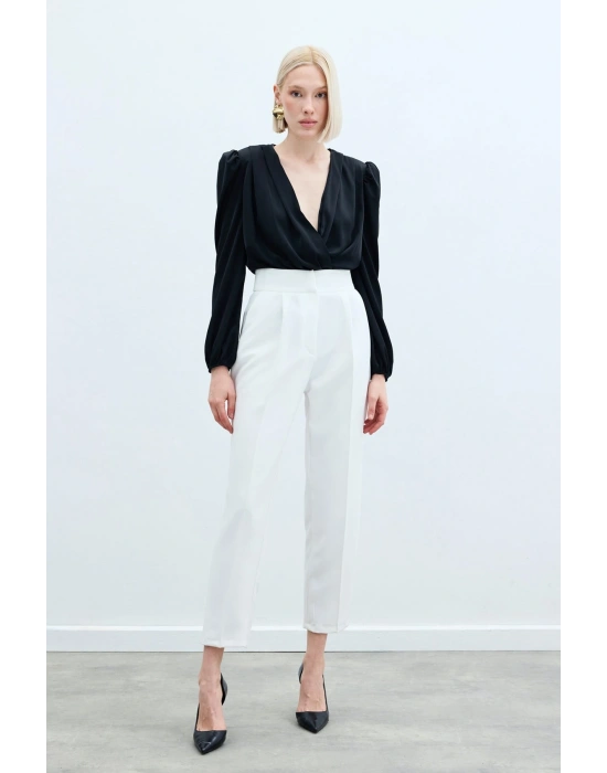 Yüksek Bel Klasik Pantolon - Ekru