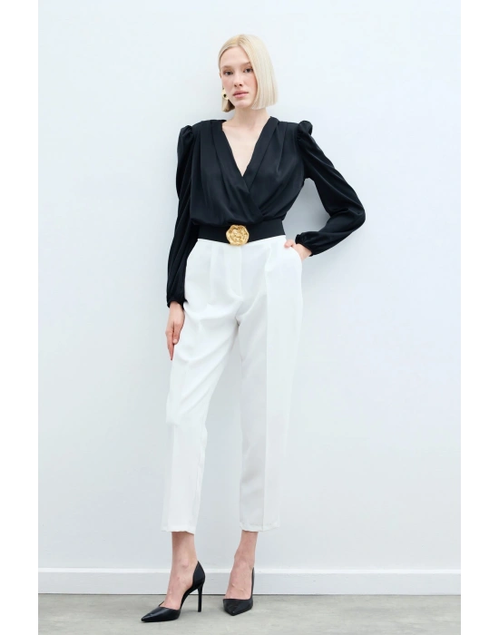 Yüksek Bel Klasik Pantolon - Ekru