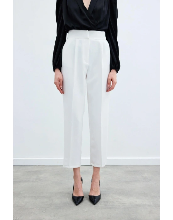 Yüksek Bel Klasik Pantolon - Ekru