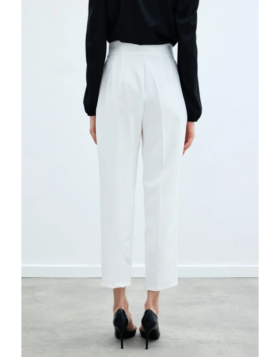 Yüksek Bel Klasik Pantolon - Ekru