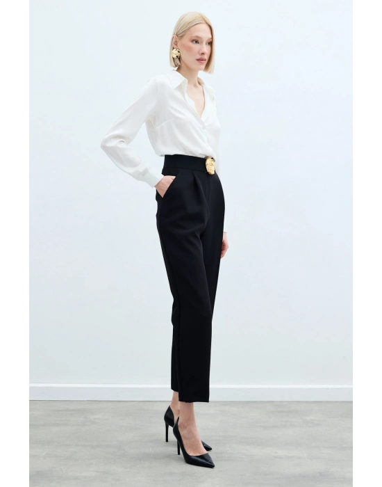 Yüksek Bel Klasik Pantolon - Siyah